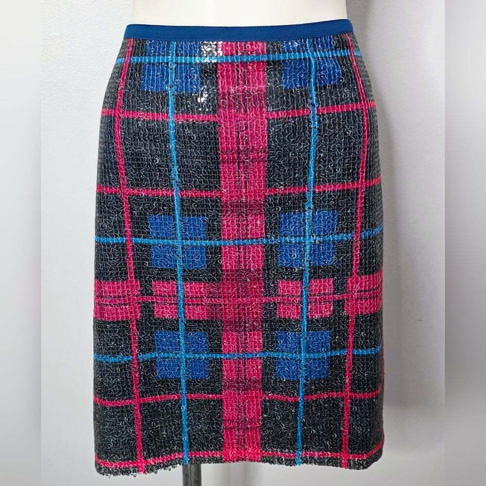 Sequined Tommy Hilfiger Plaid Pencil Skirt - Pink, Blue, Black